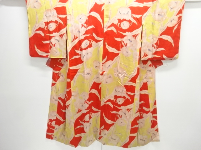 JAPANESE KIMONO / ANTIQUE NISHIKI KIMONO FOR SUMMER FLOWER PATTERN JUB
